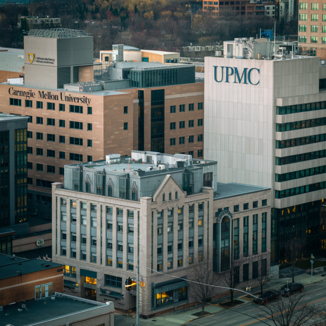 A photo of the Oakland neighborhood in Pittsburgh.