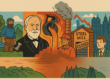 A colorful, vintage-style illustration showing the evolution of Pittsburgh’s steel industry. On the left, a 19th-century lumberjack stands in front of the Allegheny River. In the center, a steelworker pours molten metal beside smokestacks and an industrial mill. On the right, a closed steel mill with a somber worker is contrasted by a modern tech skyline, symbolizing Pittsburgh’s transformation from steel hub to innovation center.
