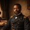 A recreated portrait of Martin Delany in Union Army Major's uniform, seated at a desk with books and papers, conveying the intellectual authority and historic significance of Pittsburgh's first Black field officer and founding Black nationalist thinker.