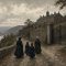 Illustration of the Allegheny Arsenal gate and stony road in Lawrenceville in 1862, with women and girls walking home