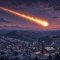 Illustration of a bright fireball streaking over snowy Western Pennsylvania hills at dusk in December 1965